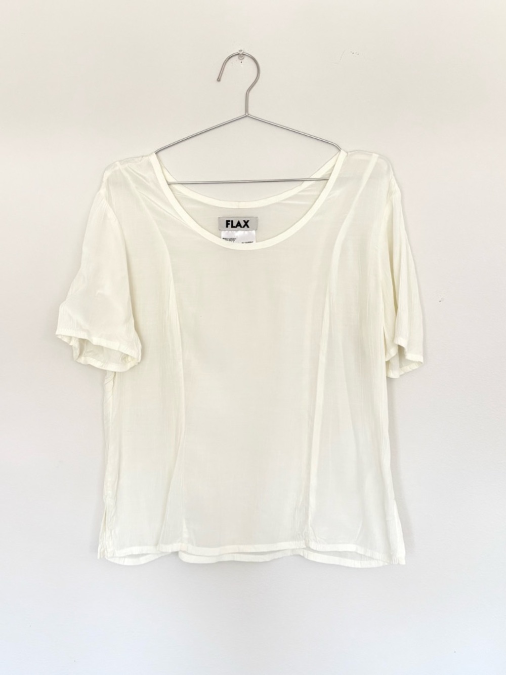 FLAX semi-sheer tshirt - jeanne engelhart lightweight rayon soft white tee S